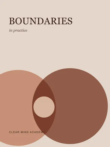 Typographic cover reading Boundaries in practice, with two overlapping circles in clay tones.
