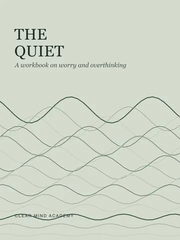 Typographic cover reading The Quiet Mind, with flowing lines in blue-grey.