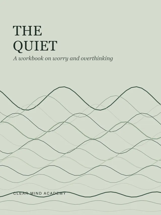 Typographic cover reading The Quiet Mind, with flowing lines in blue-grey.